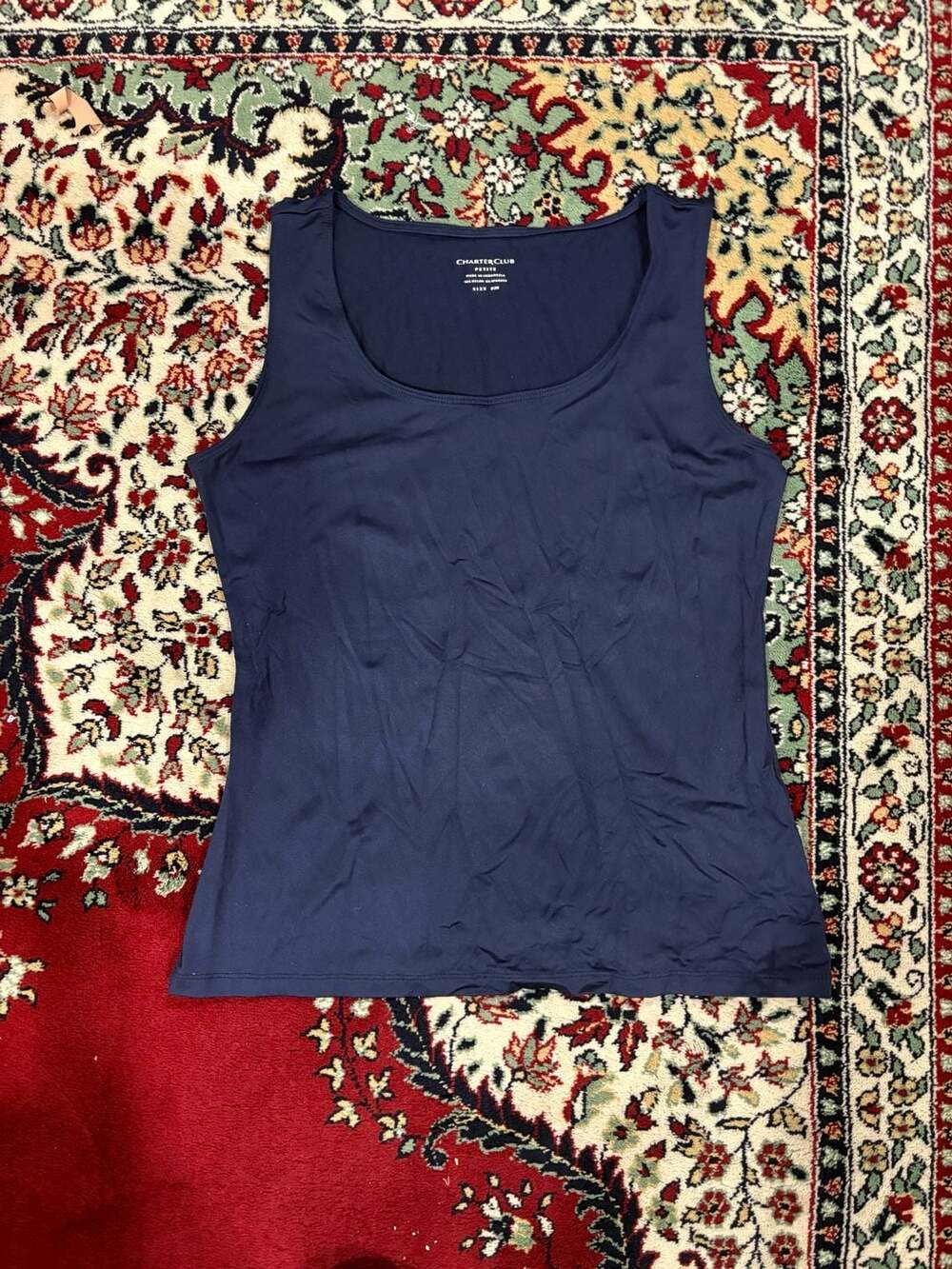 Charter Club Petite Tank Top Size PM Blue Sleeveless Scoop Neck
